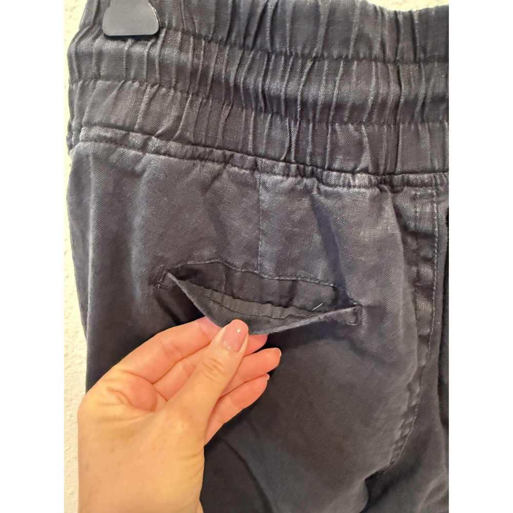 Quince Pants Womens Small Black Linen Cropped Wide Leg Drawstring Pull On - Picture 5 of 16